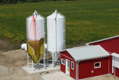 The system works with multi-point sensors to provide a 3D representation of the feed bin. Photo: BinSentry